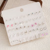 Pearl And Small Diamond Earrings For Women Zinc Alloy Geometric Electroplating