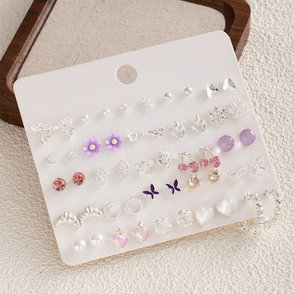 Pearl And Small Diamond Earrings For Women Zinc Alloy Geometric Electroplating