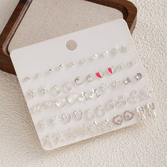 Pearl And Small Diamond Earrings For Women Zinc Alloy Geometric Electroplating