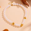 Pearl And Steel Ball Combination Necklace And Bracelet Set Titanium Steel Round Pattern Electroplated Lovely Style For Women