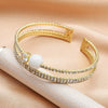 Pearl And Titanium Steel Double Layer Diamond Bracelet Fashionable Light Luxury Niche Jewelry For Women
