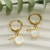 Pearl And Titanium Steel Women's Fashion Earrings With Geometric Design And Electroplating