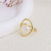 Pearl And Zinc Alloy Geometric Finger Ring Retro Simple Style For Women