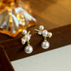 Pearl And Zircon Earrings For Women Copper Material Geometric Style Electroplated