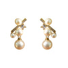 Pearl And Zircon Earrings For Women Copper Material Geometric Style Electroplated
