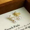 Pearl And Zircon Earrings For Women Copper Material Geometric Style Electroplated