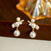 Pearl And Zircon Earrings For Women Copper Material Geometric Style Electroplated