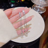 Pearl And Zircon Inlaid Copper Women's Geometric Long Tassel Earrings Light Luxury Niche Highend Ear Studs New Fashion 2025