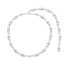 Pearl Ball Chain Women's Geometric Drop Shape Diamond Design Long Pendant Back Chain Necklace