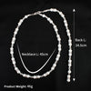 Pearl Ball Chain Women's Geometric Drop Shape Diamond Design Long Pendant Back Chain Necklace