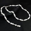 Pearl Ball Chain Women's Geometric Drop Shape Diamond Design Long Pendant Back Chain Necklace