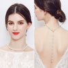 Pearl Ball Chain Women's Geometric Drop Shape Diamond Design Long Pendant Back Chain Necklace
