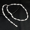 Pearl Ball Chain Women's Geometric Drop Shape Diamond Design Long Pendant Back Chain Necklace