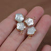 Pearl Baroque Copper Gold Plated Plum Blossom Pendant Earrings Jewelry Material