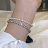 Pearl Bead Stitching Square Diamond Bracelet Handmade Women's Jewelry