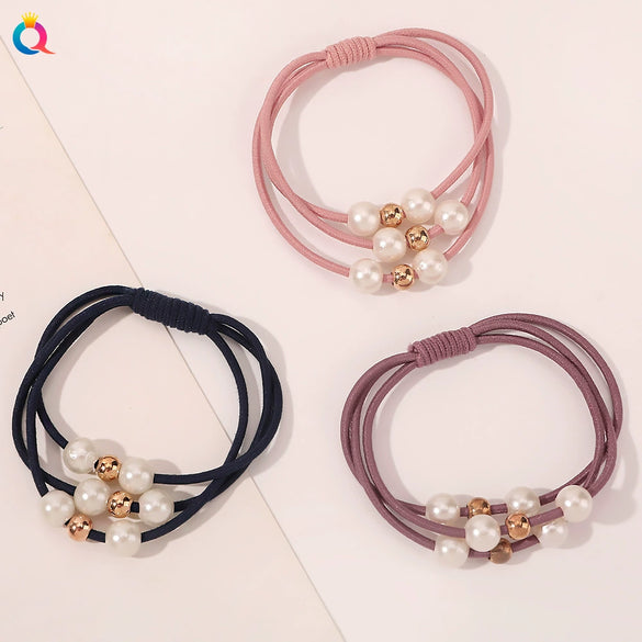 Pearl Beaded Braided Handmade Hair Rope Hair Ring Hair Accessories