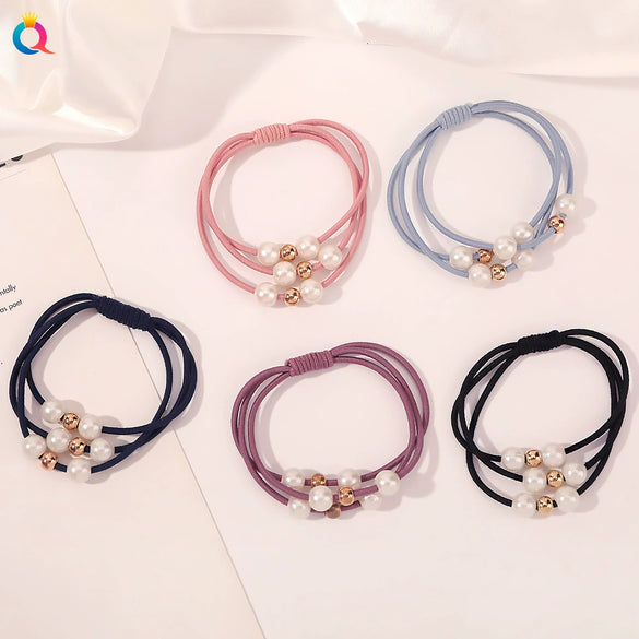 Pearl Beaded Braided Handmade Hair Rope Hair Ring Hair Accessories