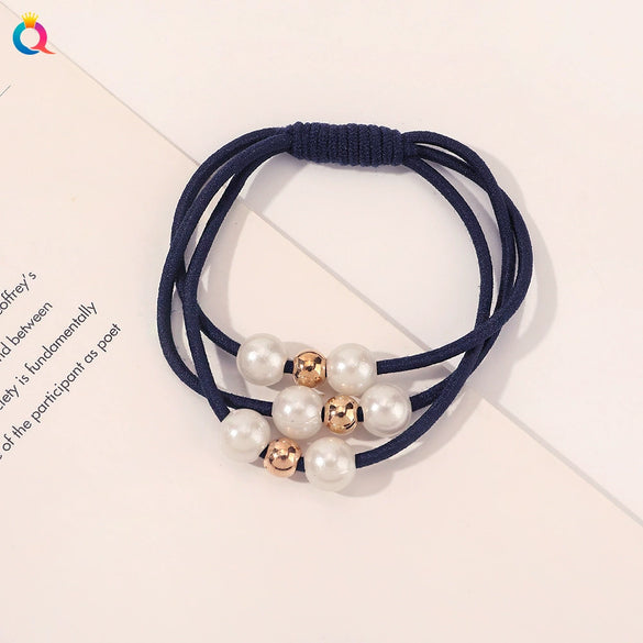 Pearl Beaded Braided Handmade Hair Rope Hair Ring Hair Accessories
