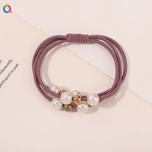 Pearl Beaded Braided Handmade Hair Rope Hair Ring Hair Accessories