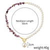 Pearl Beaded Necklace With Geometric Design And Electroplating Treatment For Women
