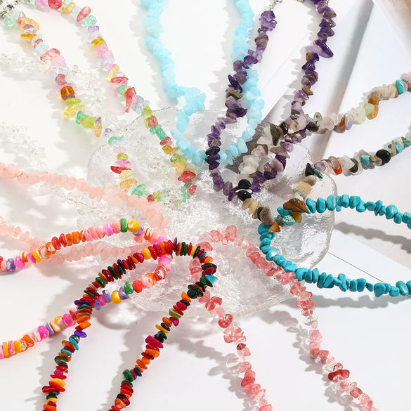 Pearl Beaded Necklace With Geometric Design And Electroplating Treatment For Women