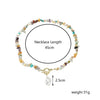Pearl Beaded Necklace With Geometric Design And Electroplating Treatment For Women