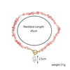 Pearl Beaded Necklace With Geometric Design And Electroplating Treatment For Women