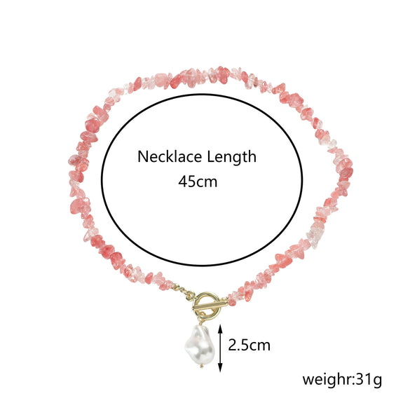 Pearl Beaded Necklace With Geometric Design And Electroplating Treatment For Women