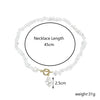 Pearl Beaded Necklace With Geometric Design And Electroplating Treatment For Women