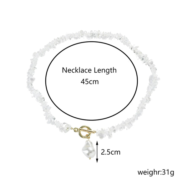 Pearl Beaded Necklace With Geometric Design And Electroplating Treatment For Women