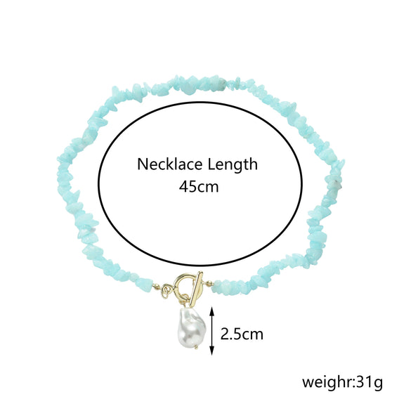 Pearl Beaded Necklace With Geometric Design And Electroplating Treatment For Women
