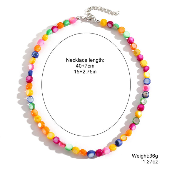 Pearl Beaded Necklace With Geometric Design And Electroplating Treatment For Women