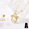 Pearl Bear Pendant Necklace Copper Electroplating Geometric Style
