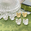 Pearl Bow Earrings S925 Silver Pin Empty Holder Copper With Line Pattern Gold Plated