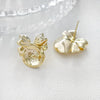 Pearl Bow Earrings S925 Silver Pin Empty Holder Copper With Line Pattern Gold Plated