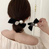 Pearl Bow Hair Tie Fabric Handmade