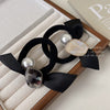 Pearl Bow Hair Tie Fabric Handmade