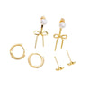 Pearl Bow Pendant Earrings Set Copper Electroplating Women's