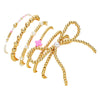 Pearl Bow Shaped Hand Jewelry Set With Electroplating Ccb Material For Women