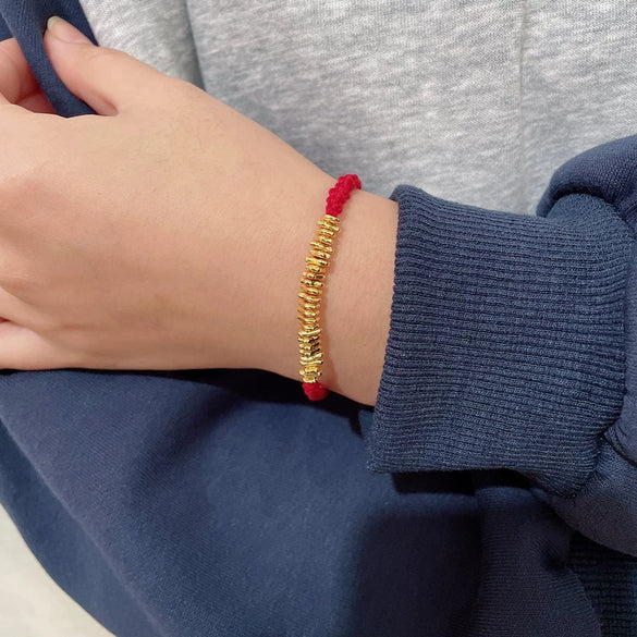 Pearl Bracelet Copper Alloy Freshwater Pearls Rice Type Water Drop Shape Red Rope Handwoven