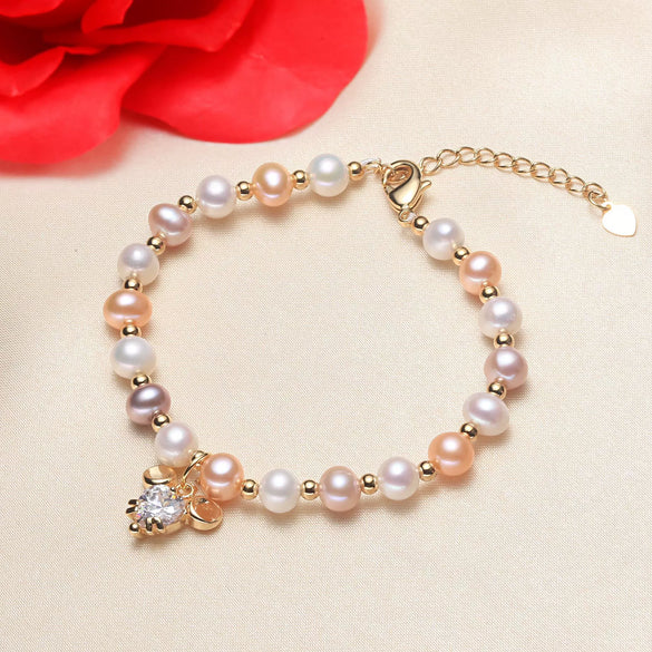 Pearl Bracelet Freshwater Pearl Copper Alloy Heart Shaped Women's Jewelry