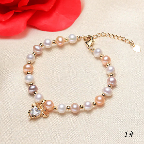 Pearl Bracelet Freshwater Pearl Copper Alloy Heart Shaped Women's Jewelry