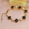 Pearl Bracelet Freshwater Pearl Four Leaf Clover Shape Copper Alloy Women's