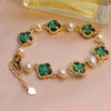 Pearl Bracelet Freshwater Pearl Four Leaf Clover Shape Copper Alloy Women's