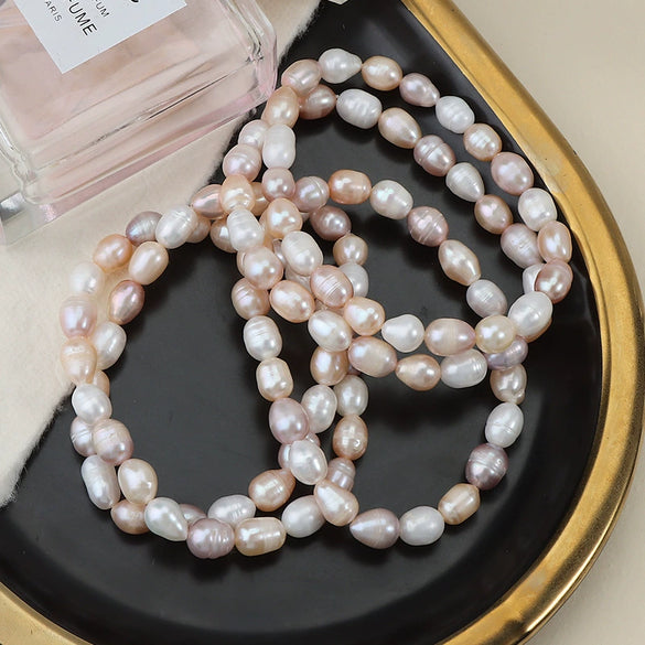 Pearl Bracelet Freshwater Pearl Rice Bead Elastic Minimalist Women's