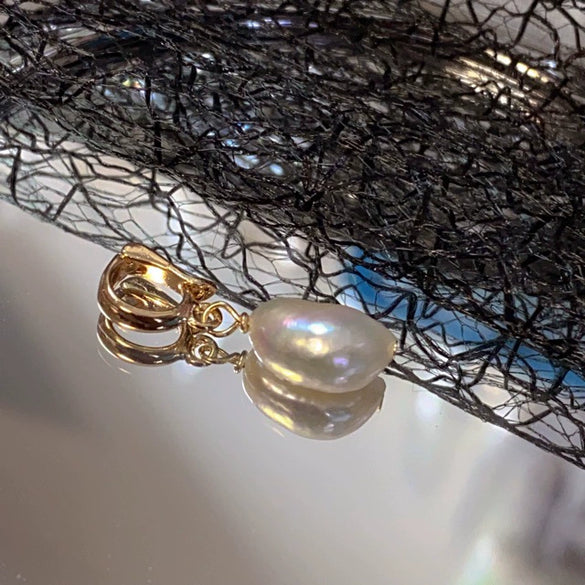 Pearl Bracelet Necklace Pendant Baroque Alien Shape Copper Plated With 14K Gold Genderless Style
