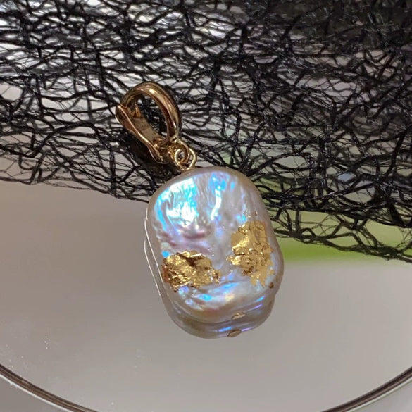 Pearl Bracelet Necklace Pendant Baroque Alien Shape Copper Plated With 14K Gold Genderless Style