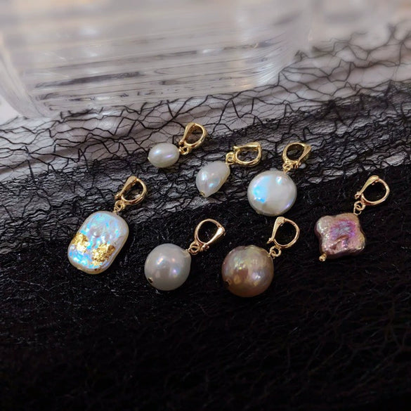 Pearl Bracelet Necklace Pendant Baroque Alien Shape Copper Plated With 14K Gold Genderless Style