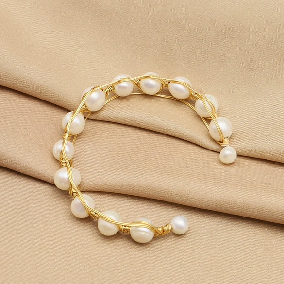 Pearl Bracelet Retro Geometric Style Electroplating Design