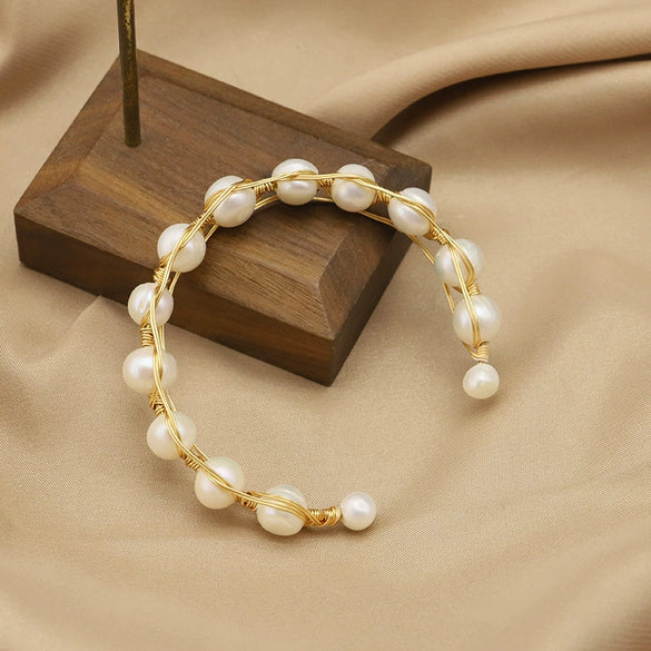 Pearl Bracelet Retro Geometric Style Electroplating Design